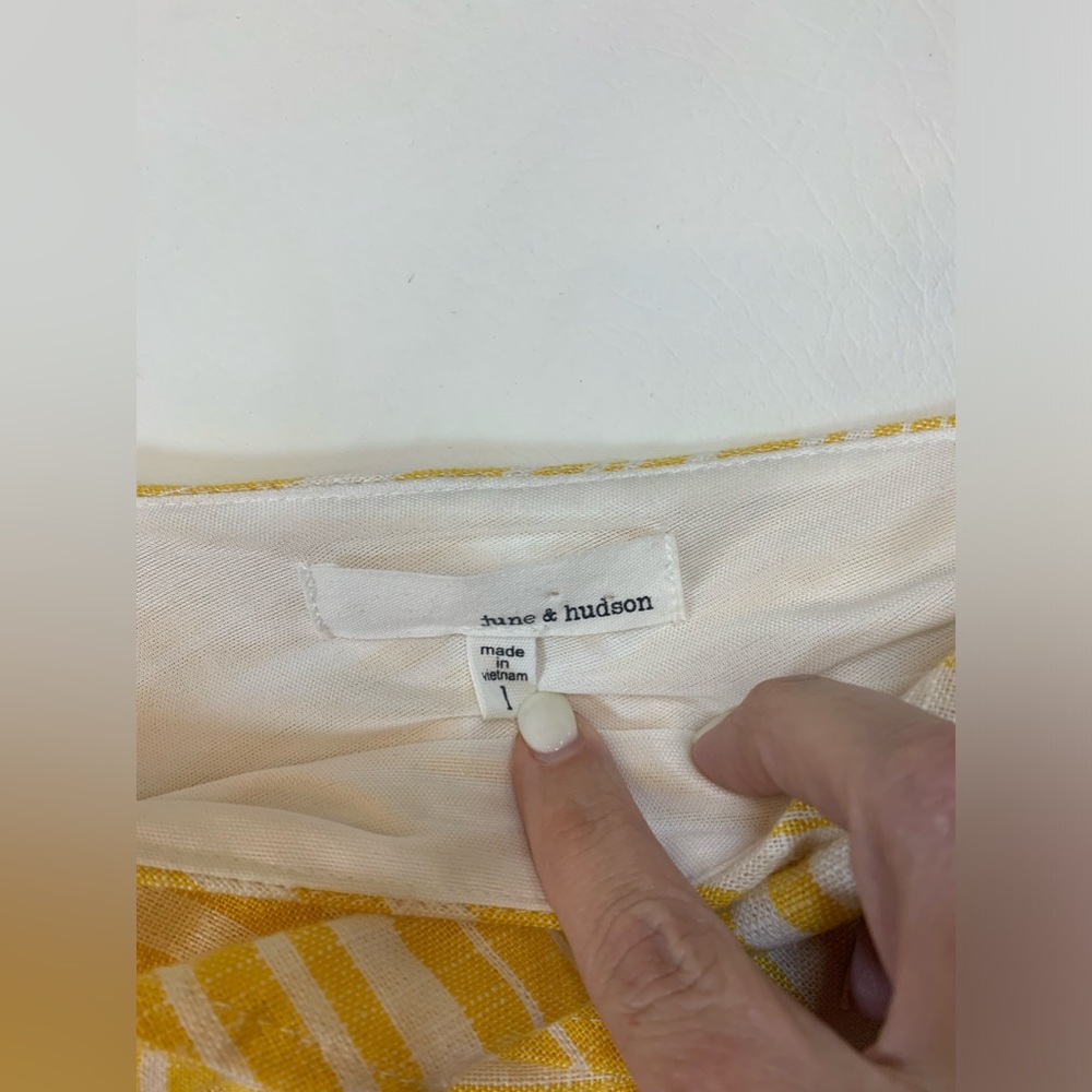 June and Hudson white and yellow stripe wrap midi dress size 1 (bin T) - Picture 4 of 10